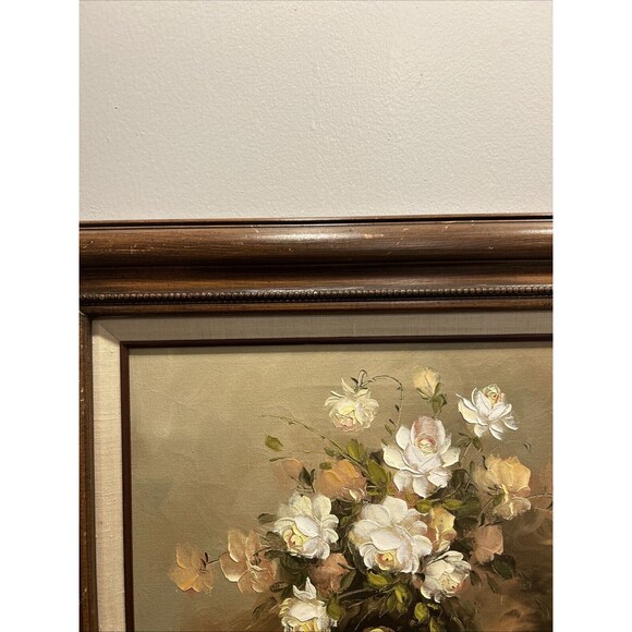 Vintage Framed Robert Cox Oil Painting white Pink Wood Frame 12x16 signed COA - Picture 4 of 14